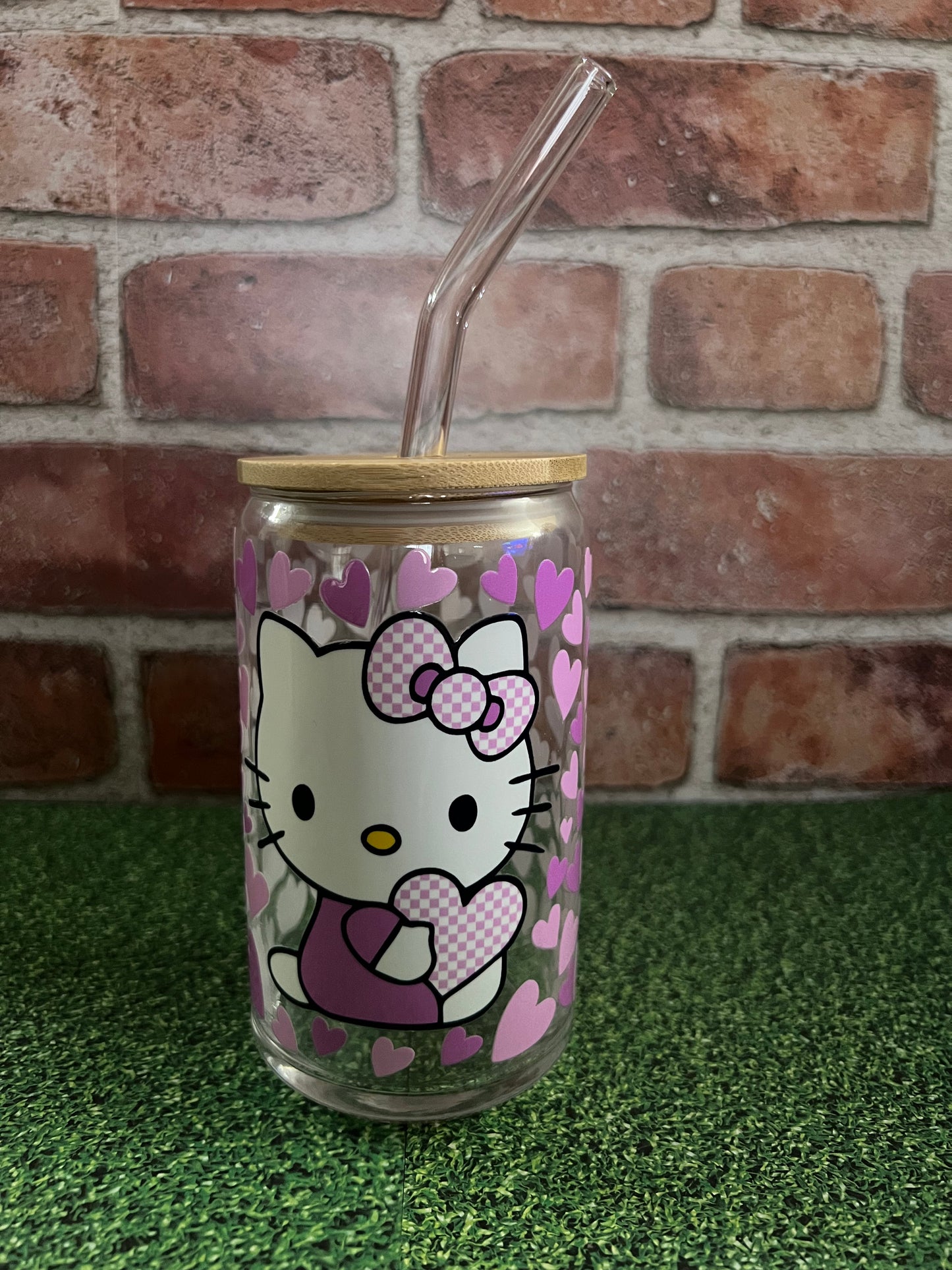 Pink heart kitty cup