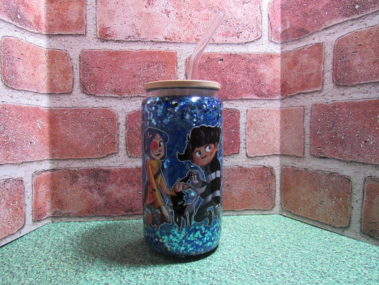 Blue hair girl snowglobe tumbler